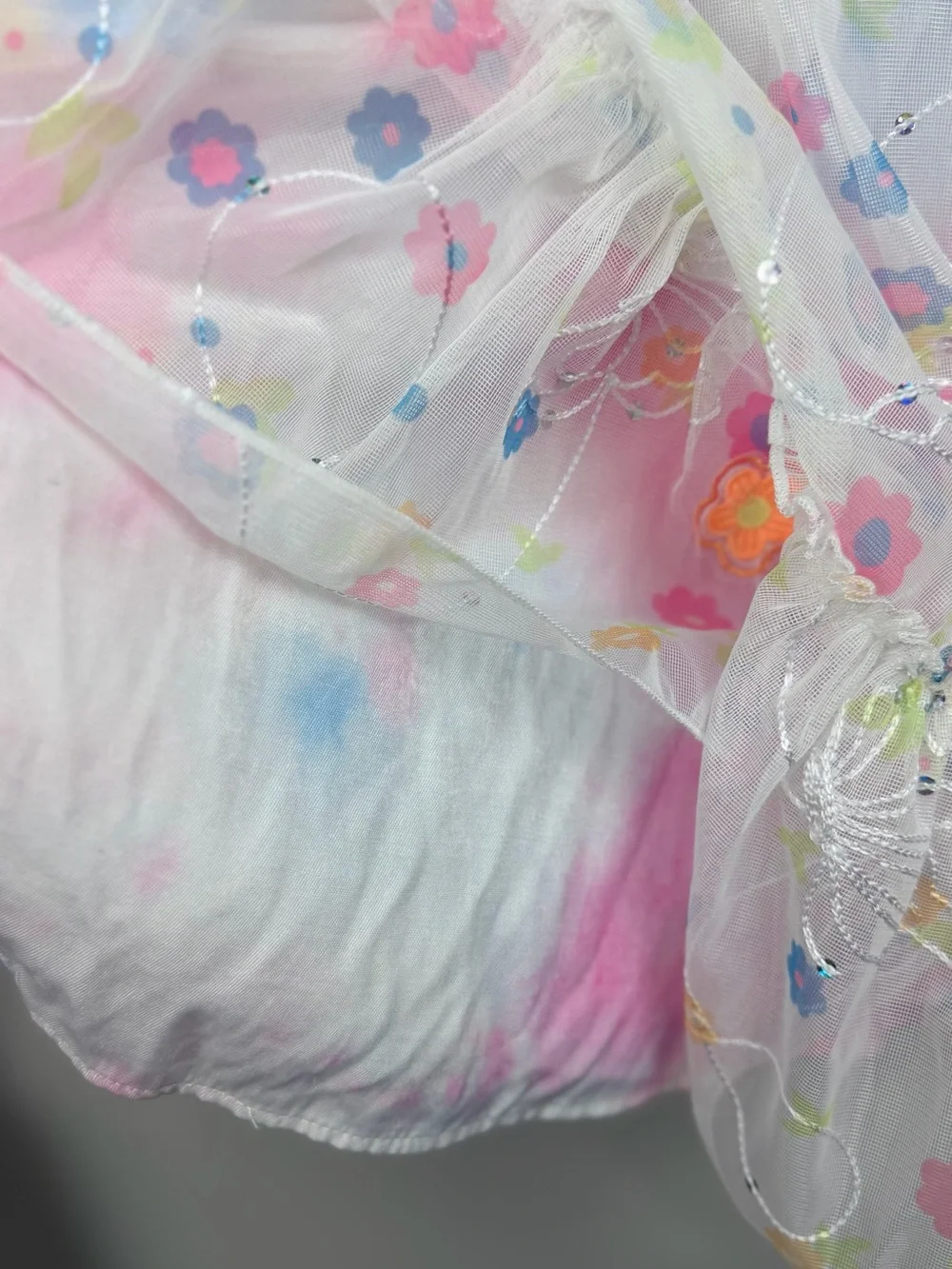 Baby Sara Pink Floral Butterfly Sequin Princess Tie Dye Girls Dress Size 7